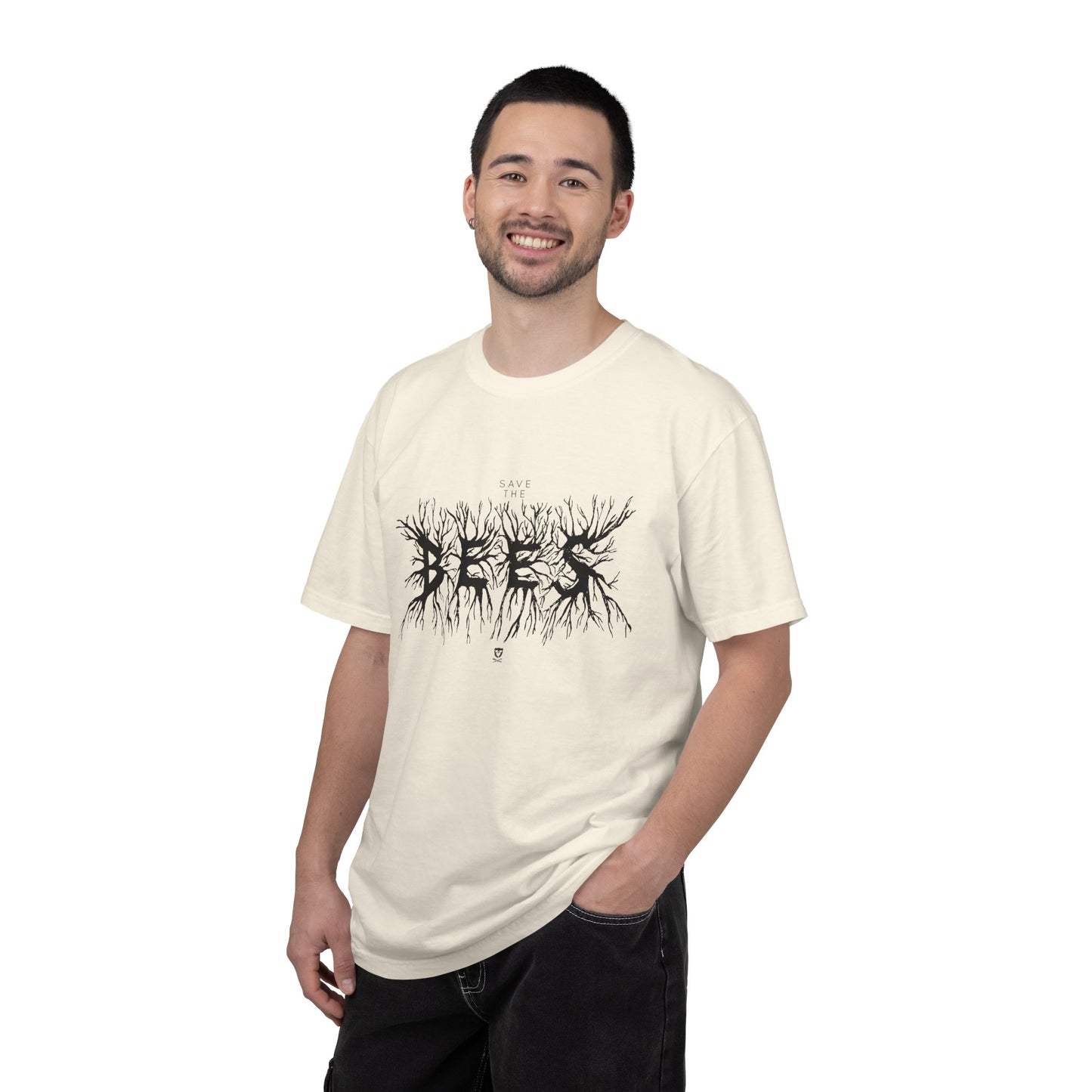 Roots Graphic T‑Shirt — 'BEES' Black Ink Tree‑Root Design