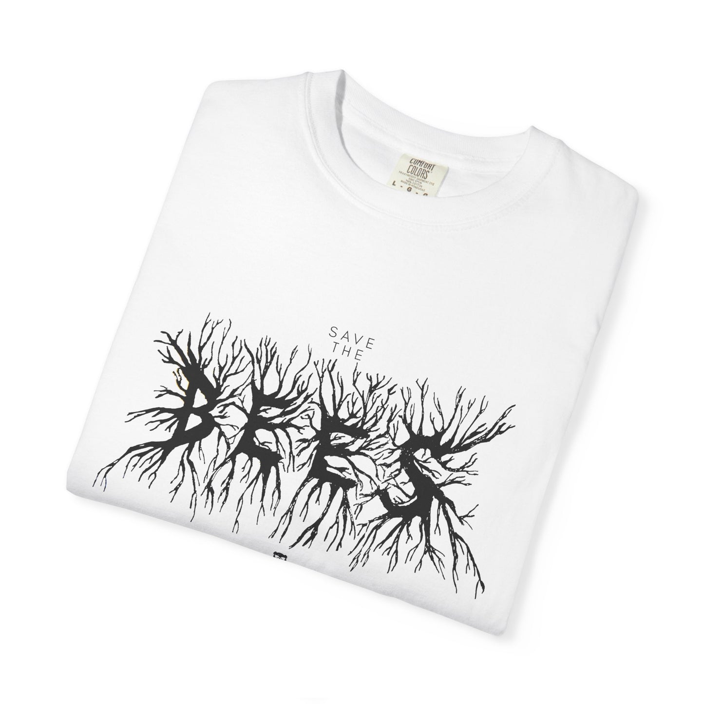 Roots Graphic T‑Shirt — 'BEES' Black Ink Tree‑Root Design