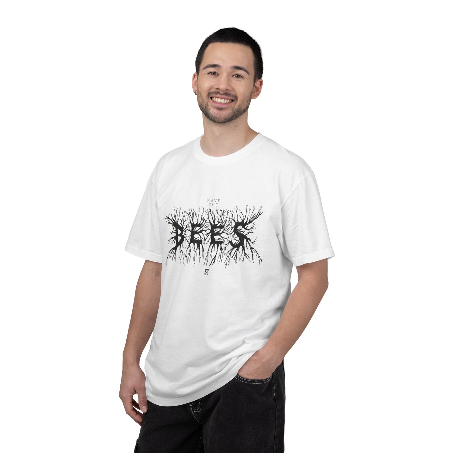 Roots Graphic T‑Shirt — 'BEES' Black Ink Tree‑Root Design