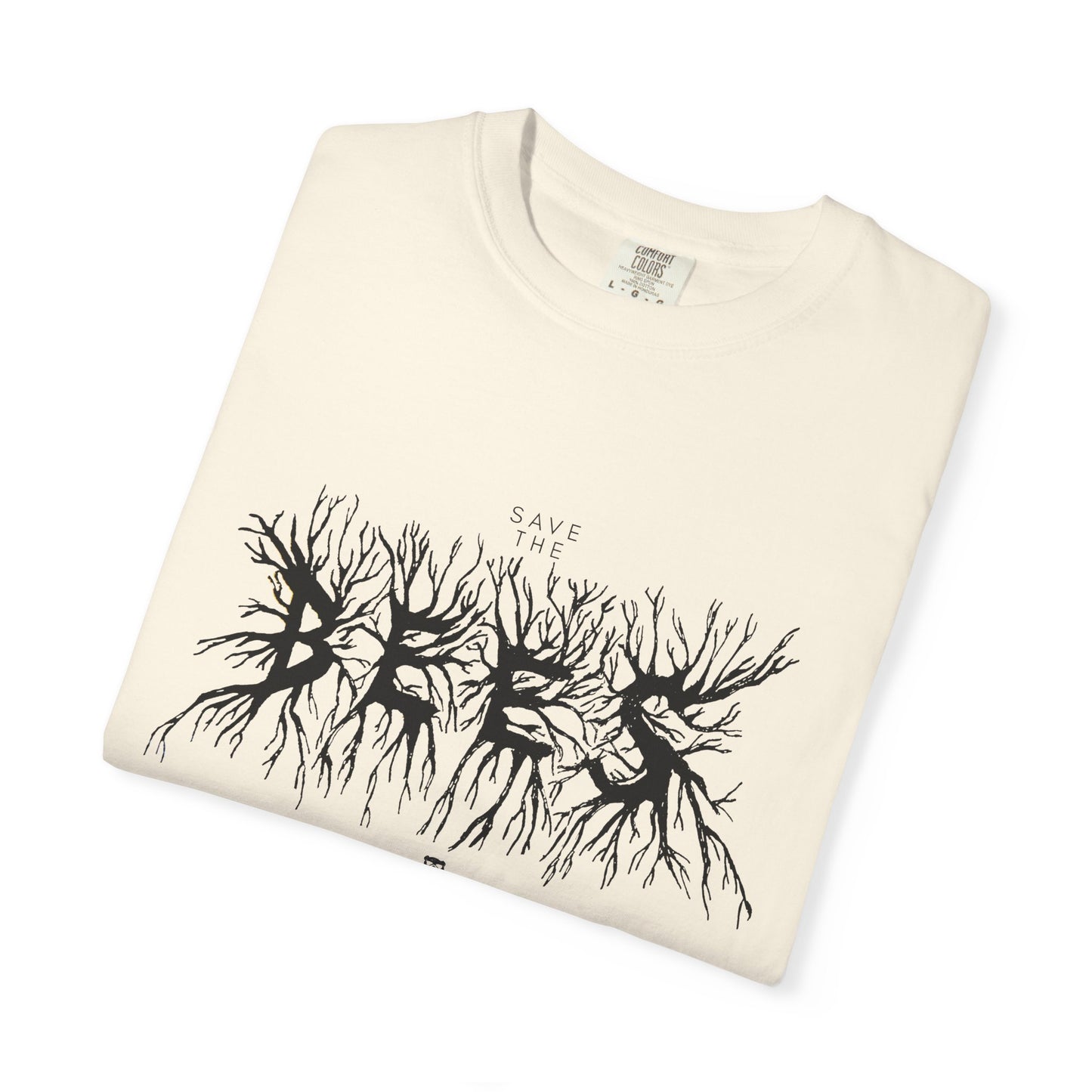 Roots Graphic T‑Shirt — 'BEES' Black Ink Tree‑Root Design